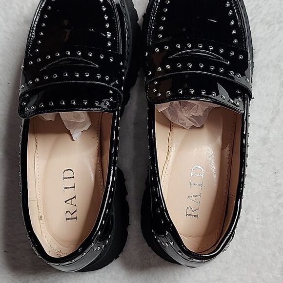 RAID Niamh studded chunky loafers in black patent Size UK 3 / US 5 - Picture 8 of 8